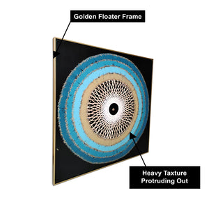 Oceanic Vortex Hand Wall Painting for Home (Comes With an Outer Floater Frame) (40x40 Inches)