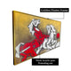 Clashing Horses Hand Wall Painting For Home (Comes With an Outer Floater Frame)