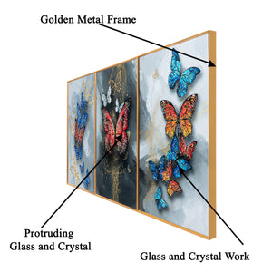 Flutter Strokes Crystal Glass Painting - Set of 3