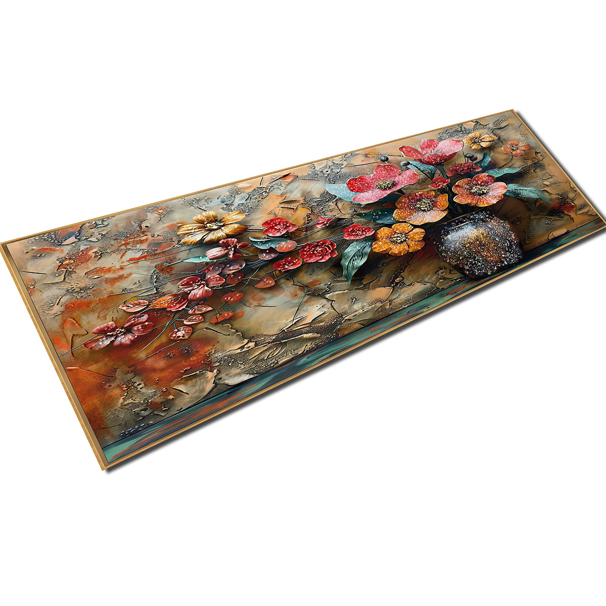 Bouquet in Vase Crystal Glass Art Wall Painting For Home Décor