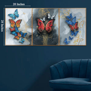 Flutter Strokes Crystal Glass Painting - Set of 3