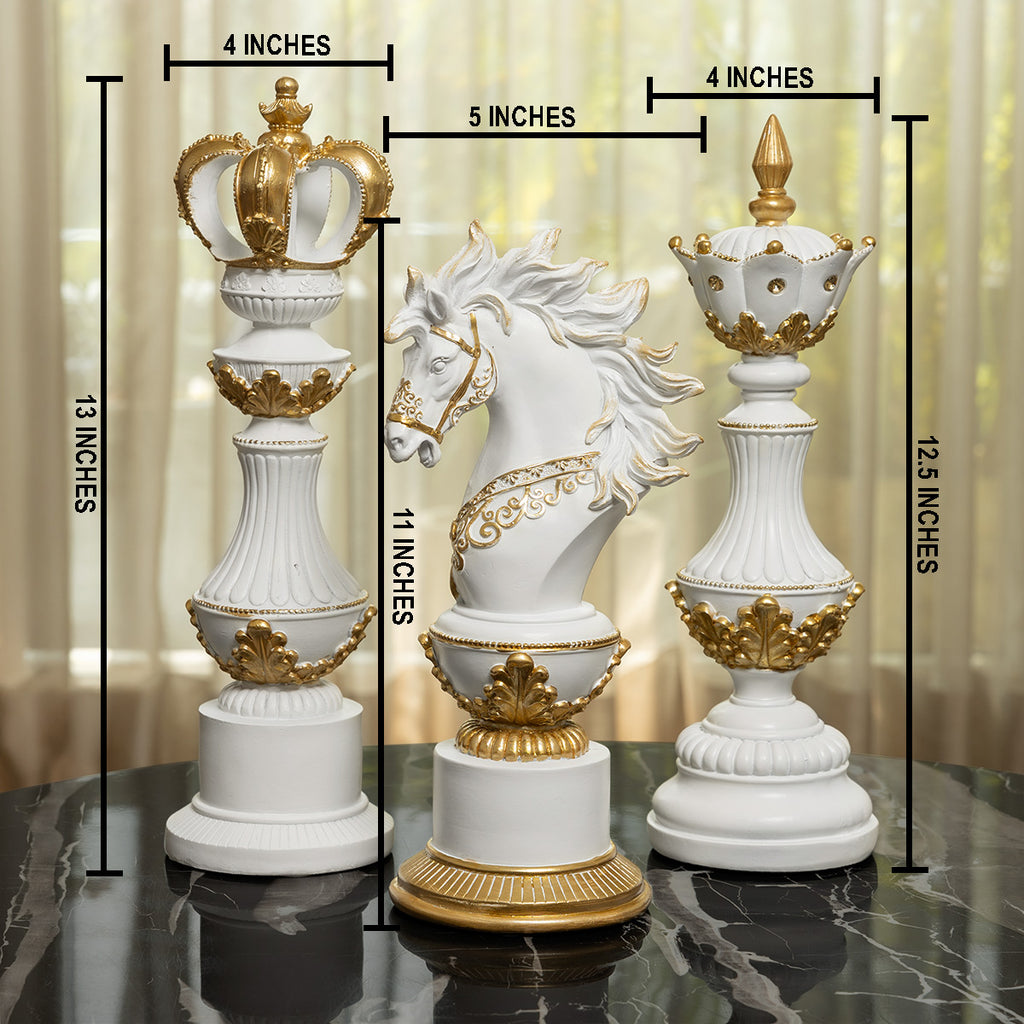 Royal Checkmate Charm Table Decorative Showpiece for Home - White
