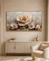 Blush & Ivory Blooms Crystal Glass Wall Painting For Home Décor