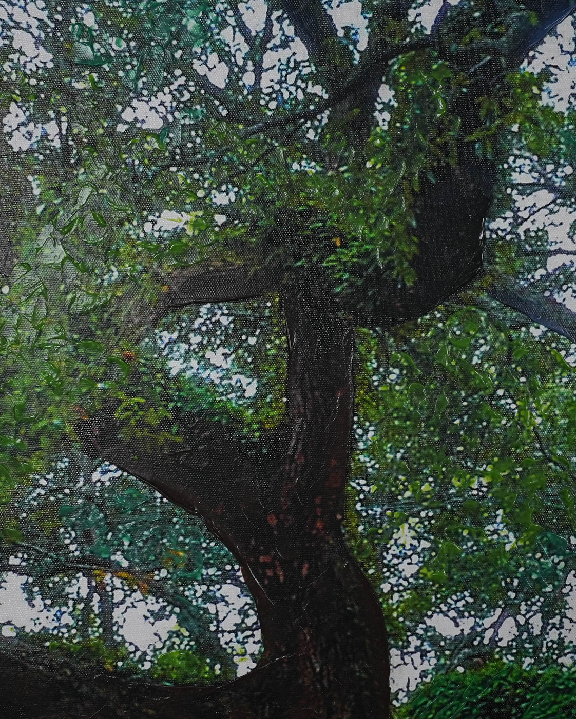 Tree of Life by Top American &  European contemporary Artists 100% Hand Wall Painting For Home (With Outer Floater Frame frame) ( 35.5 x 53 Inches )