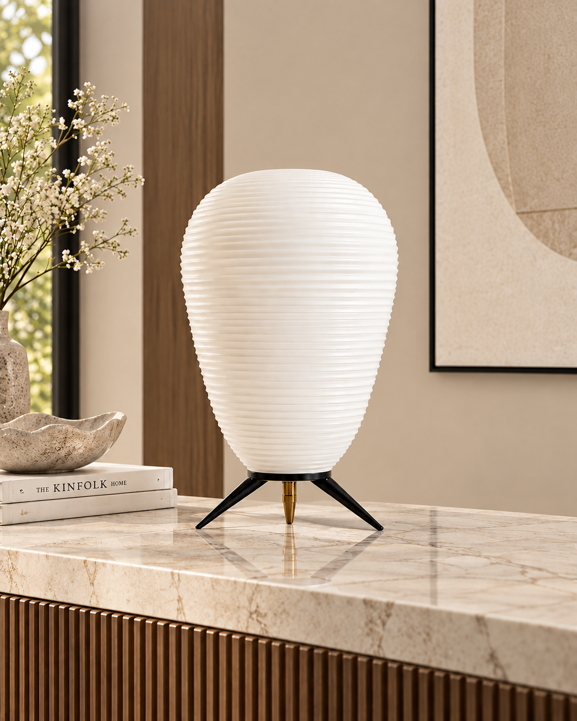 Zen Cocoon Designer Table Lamp for Home & Home Decoration Items - Oval (Italian Designer Collection)