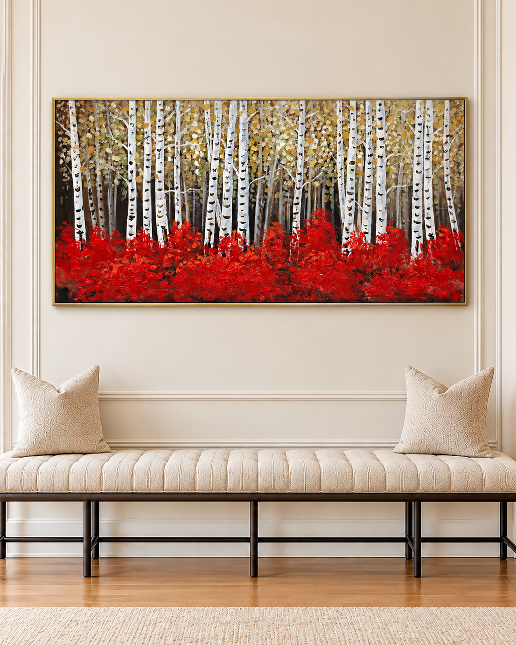 Cherry Blossom 100% Decorative Hand painting for Home Decor & Wall Decoration Items (With outer Floater Frame) (56 x 28 Inches)