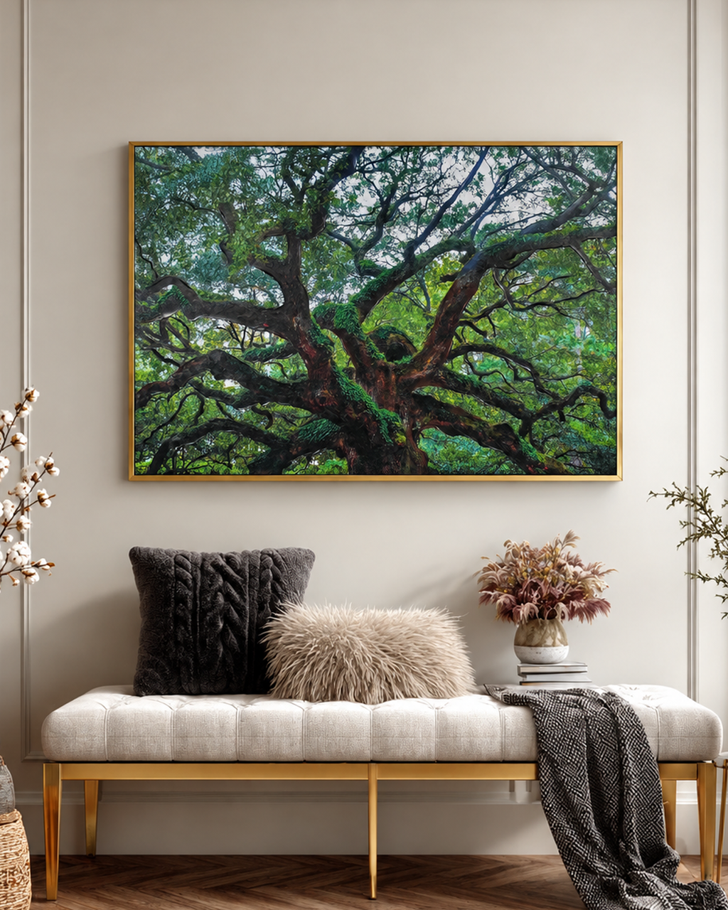 Tree of Life by Top American &  European contemporary Artists 100% Hand Wall Painting For Home (With Outer Floater Frame frame) ( 35.5 x 53 Inches )