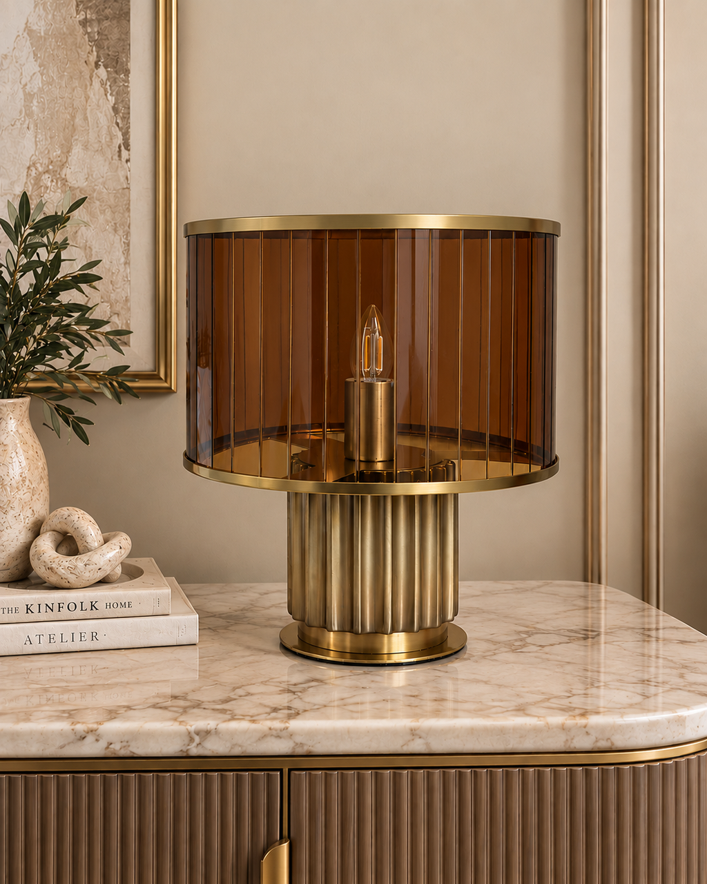 Golden Flute Designer Table Lamp for Home & Home Decoration Items (Italian Designer Collection)