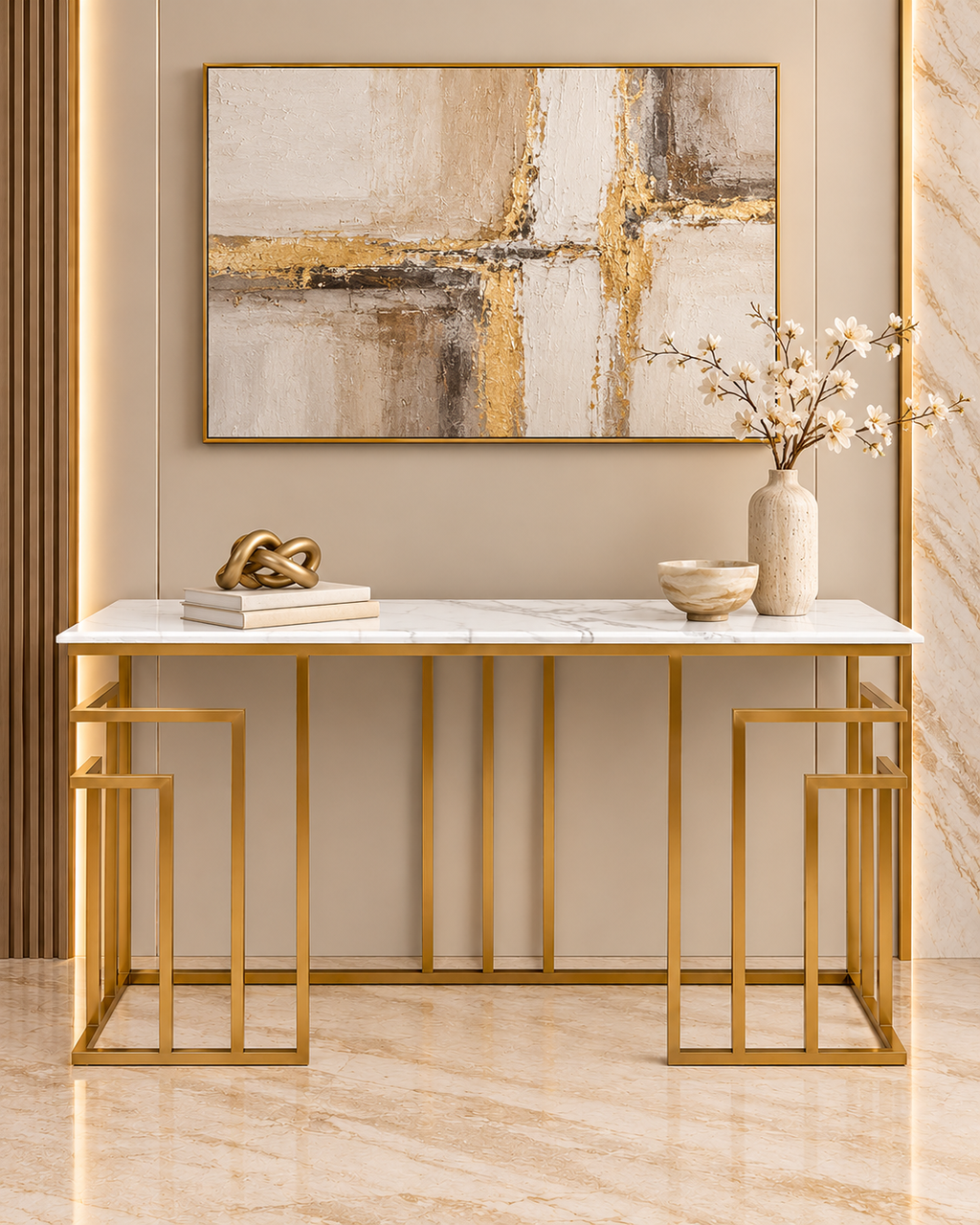 Zenith Grace Console Table For Home - Stainless Steel