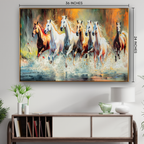 Seven Running Horses Whisper in the Wind Crystal Glass Painting for Wall Art - Medium