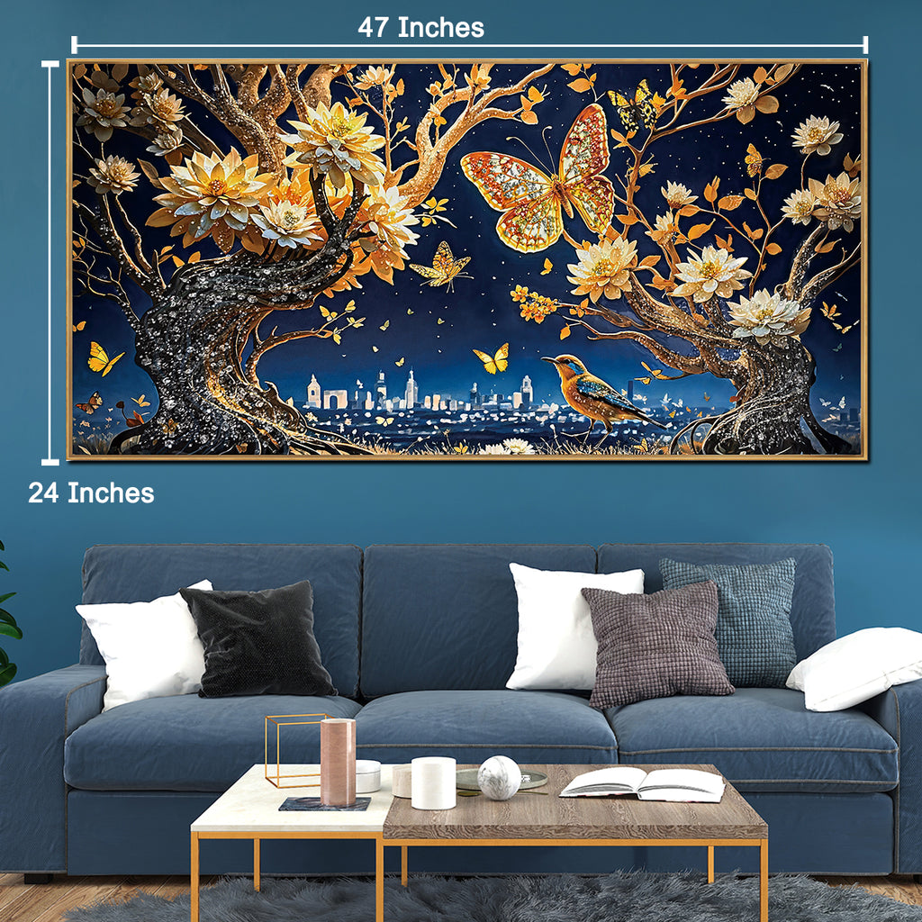 Floral Night Fantasy Crystal Glass Painting & Wall Decoration Items