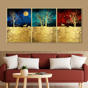 Tree of Life Framed Canvas Wall Art - Set of 3