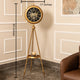 Chrono Luxe Tripod Base Luxury Designer Floor Clock With Moving Gear Mechanism - Ribbed (Steel Body)