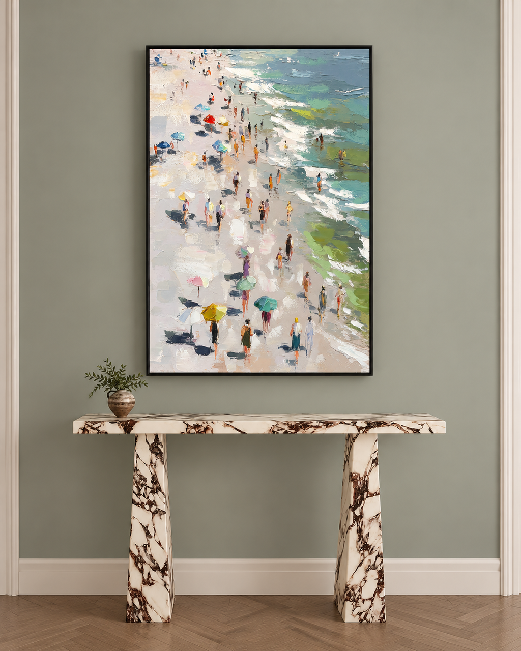 Beachside Moments Hand painting for Home & Wall Decoration Item (With Outer Floater Frame) (47x31.5 Inches)