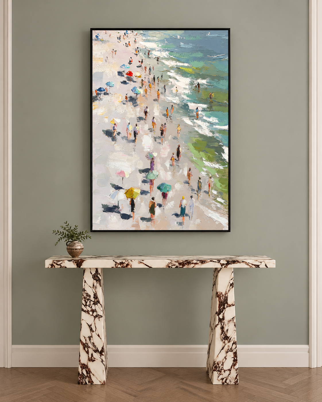 Beachside Moments Hand painting for Home & Wall Decoration Item (With Outer Floater Frame) (47x31.5 Inches)