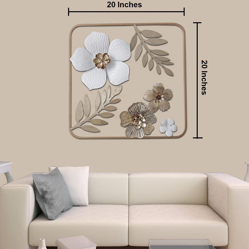 Symphony of Golden Oak Leaves Metal Art for Wall