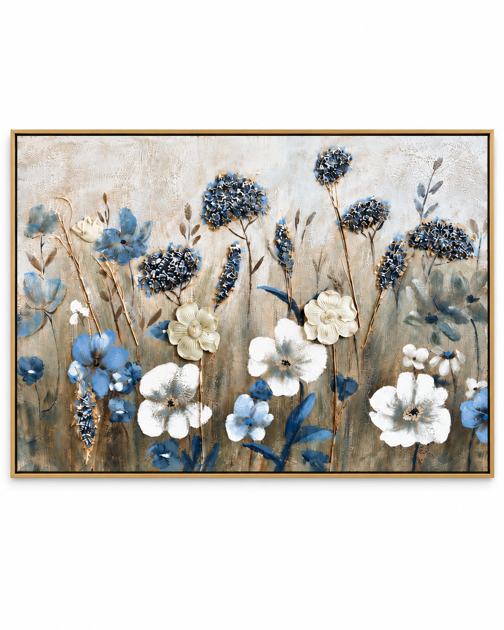 Wildflower Serenity 100% Hand Wall Painting For Home (outer Floater Frame ) (47 x 31.5 Inches)
