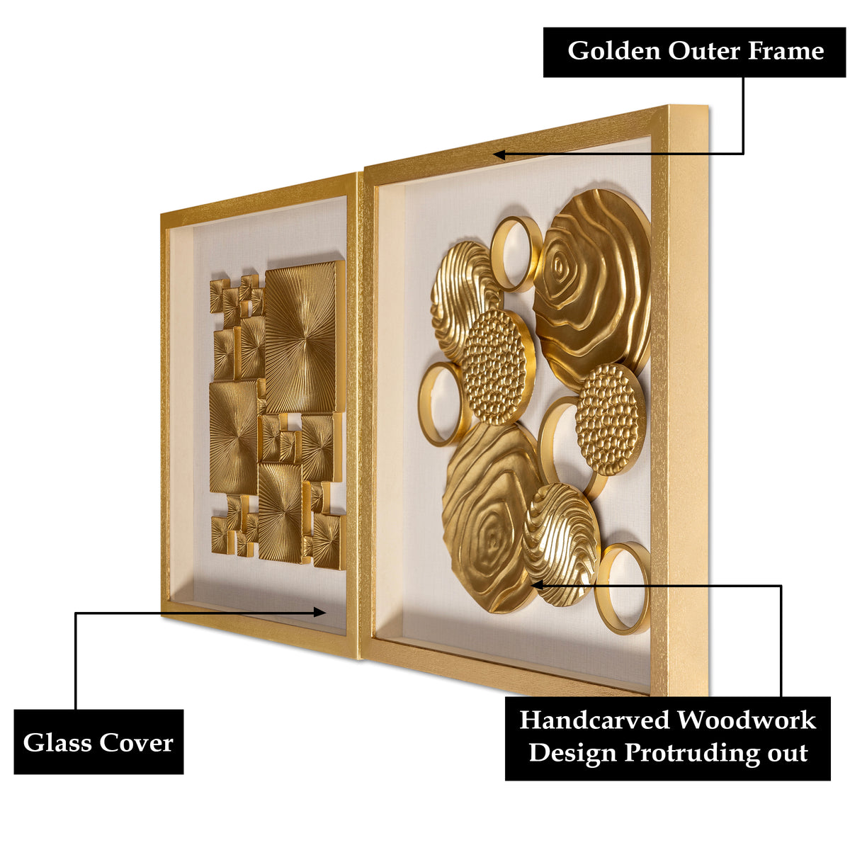 Golden Cosmos Shadow Box for Wall Decoration