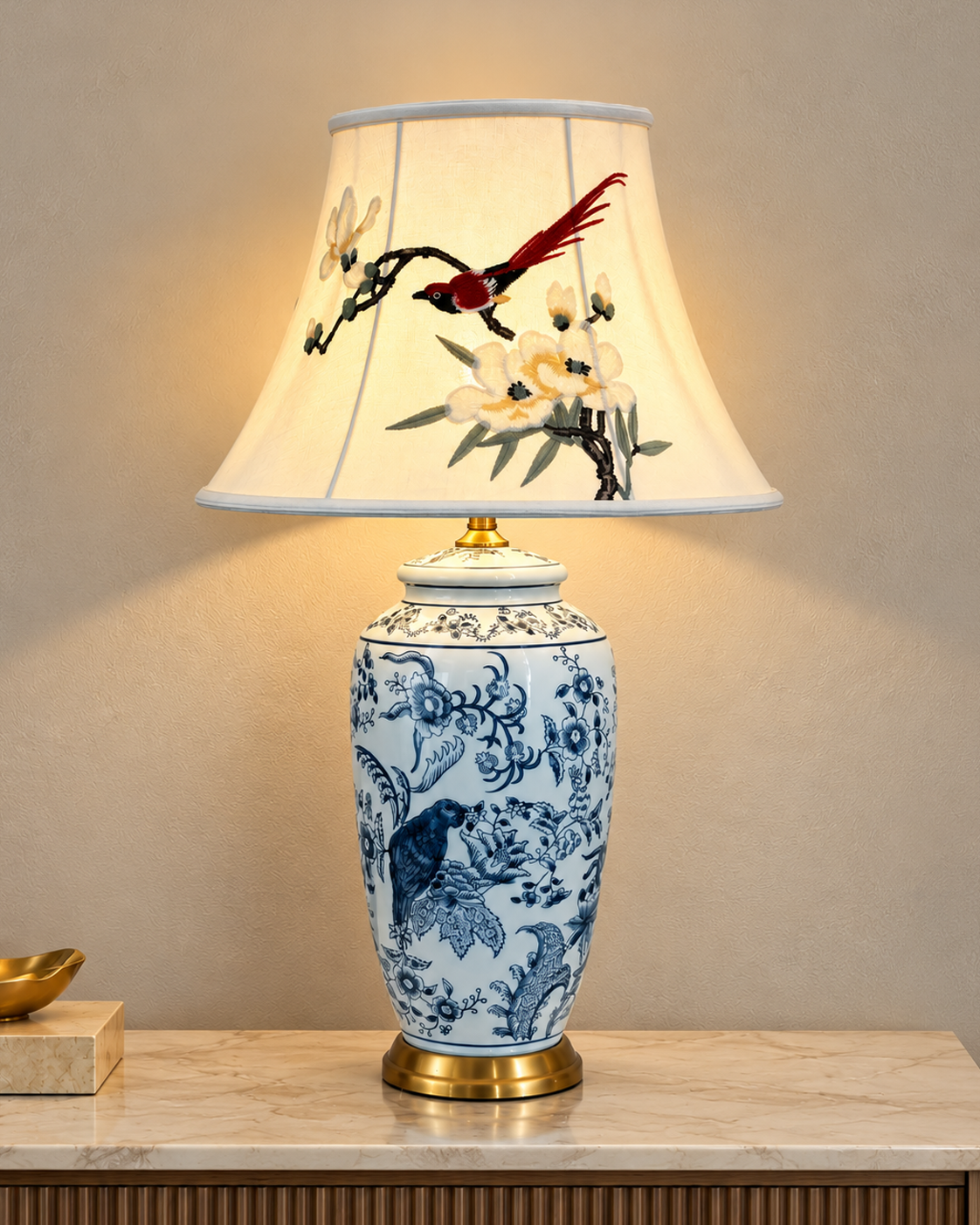 Bird & Bloom Designer Table Lamp & Item for Home Decoration