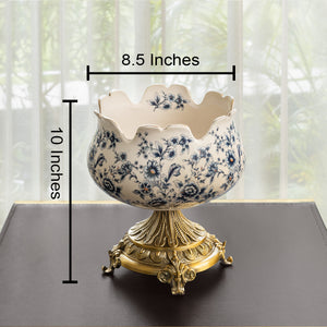 Blue Garden Crown Decorative Ceramic Vase & Items for Room Decoration