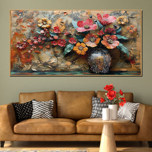 Bouquet in Vase Crystal Glass Art Wall Painting For Home Décor