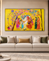 Cultural Melody 100% Hand Painted Wall Painting (With Golden Outer Floater Frame frame) (27.5x55 Inches)