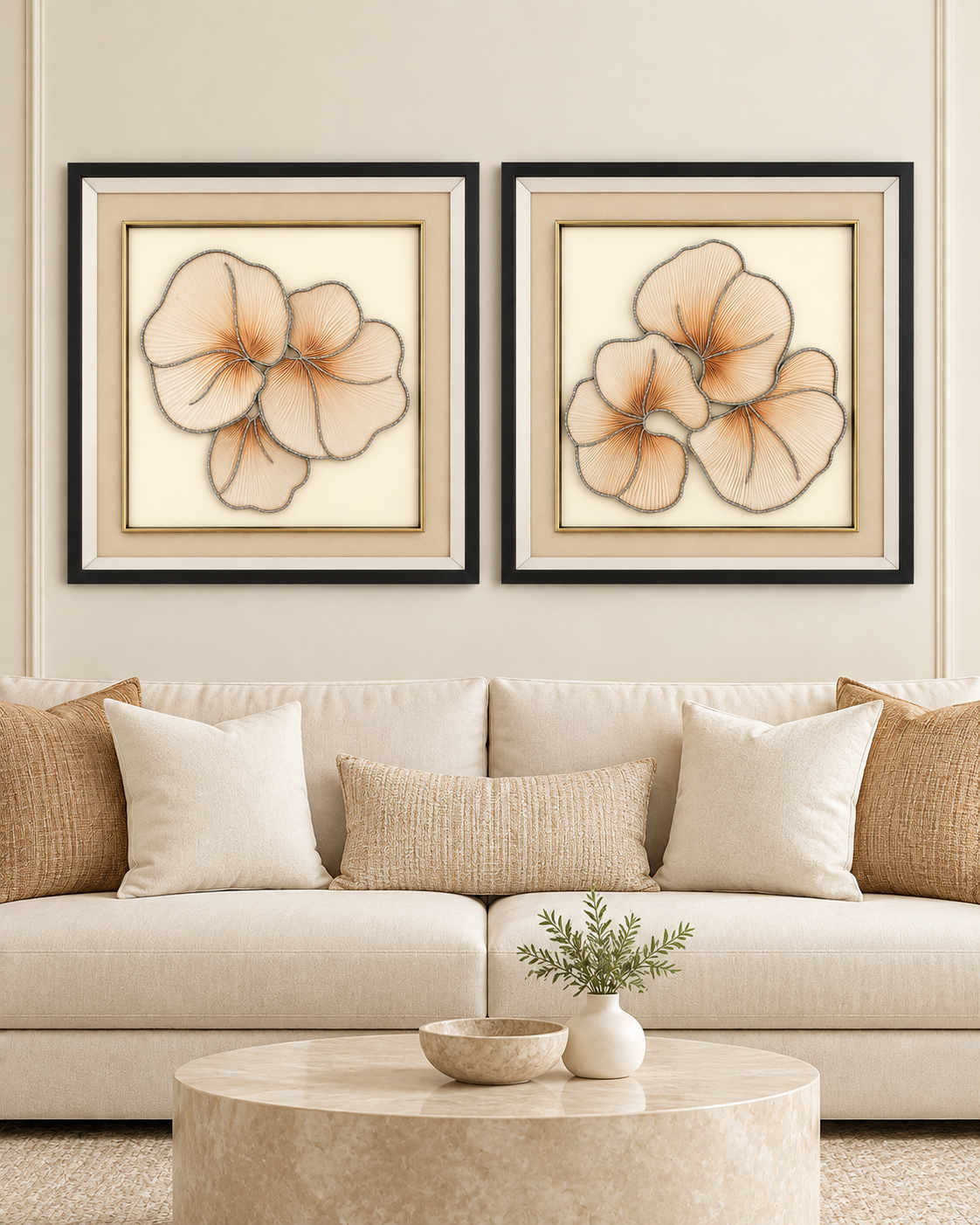Grace in Bloom & Petals in Motion Shadow Box for Wall Decoration & Wall Art - Set of 2