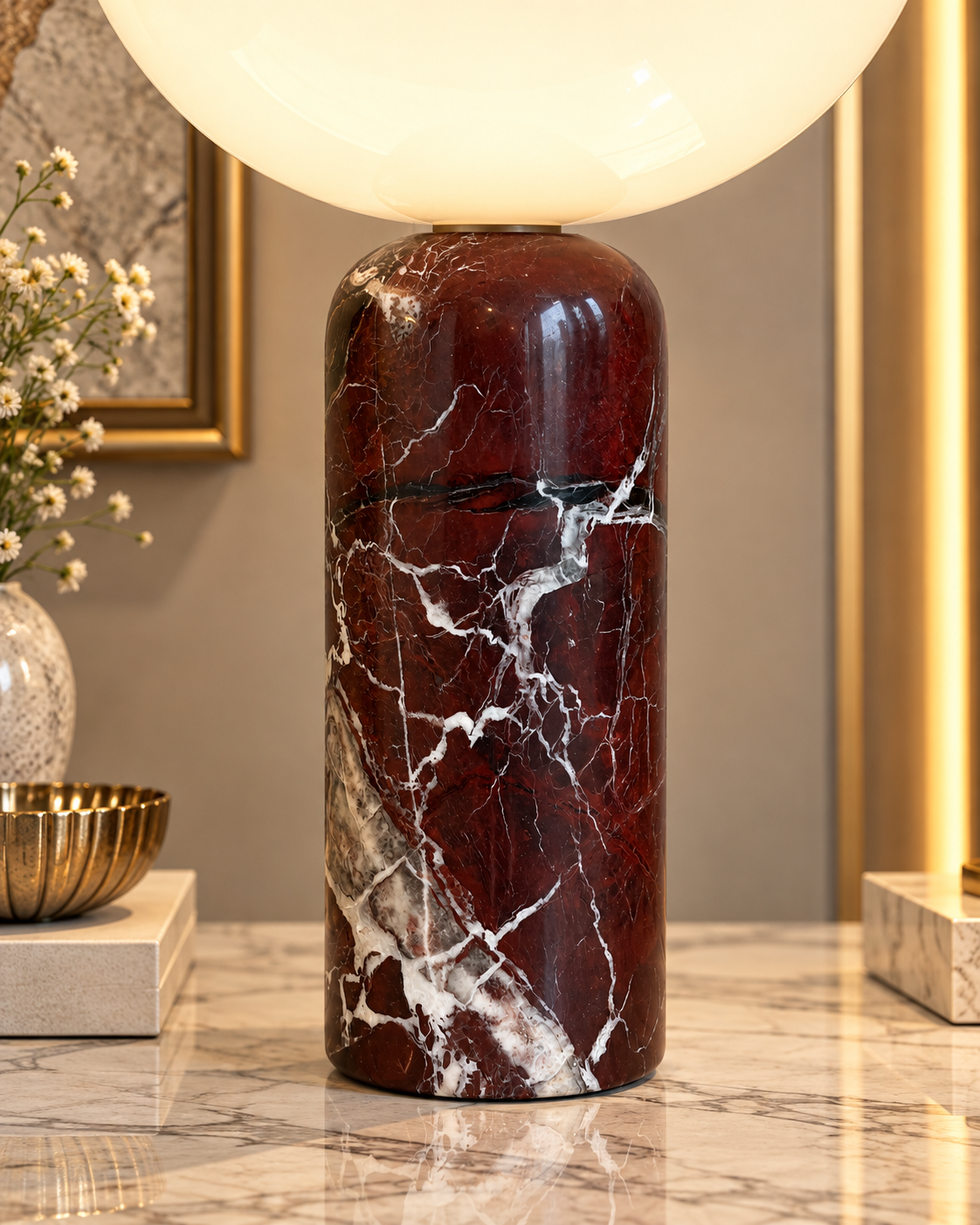 Ruby Alabaster Table Lamp & Home Decoration Items (Italian Designer Collection)