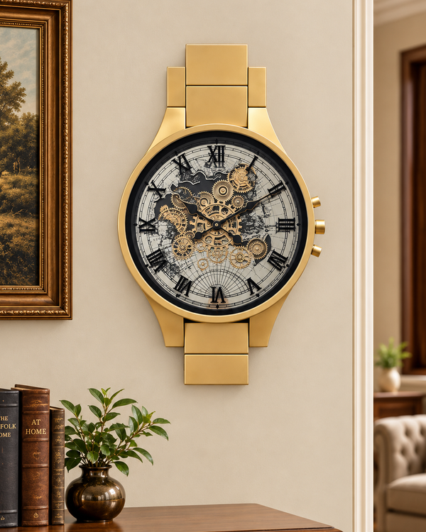 Grand Meridian Luxury Designer Silent Movement Wall Clock With Moving Gear Mechanism Buy Wall Clock Online (Steel Body)