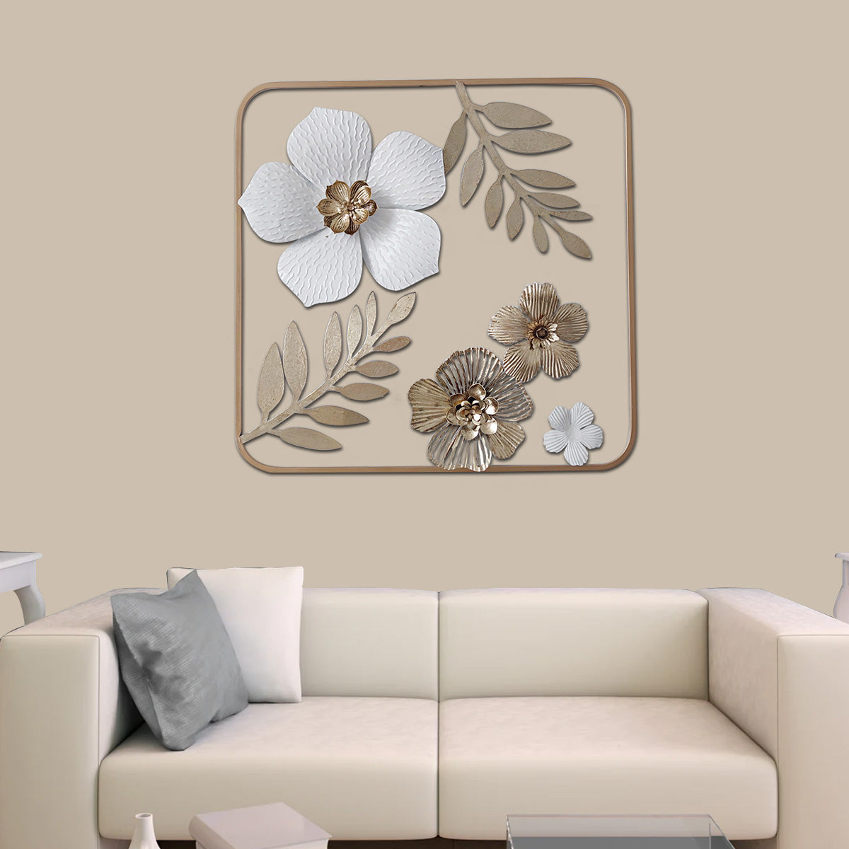 Symphony of Golden Oak Leaves Metal Art for Wall