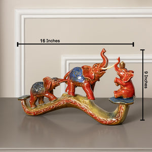 Elephant Joy Bridge Ceramic Decorative showpiece & Items for Room Decoration