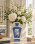 Blossom Courtyard Decorative Vase & Showpiece for Home & Item for Home Decoration (Blue Pottery)