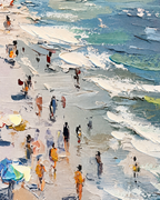 Beachside Moments Hand painting for Home & Wall Decoration Item (With Outer Floater Frame) (47x31.5 Inches)