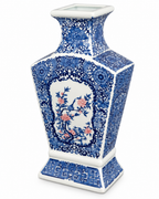 Blossom Courtyard Decorative Vase & Showpiece for Home & Item for Home Decoration (Blue Pottery)
