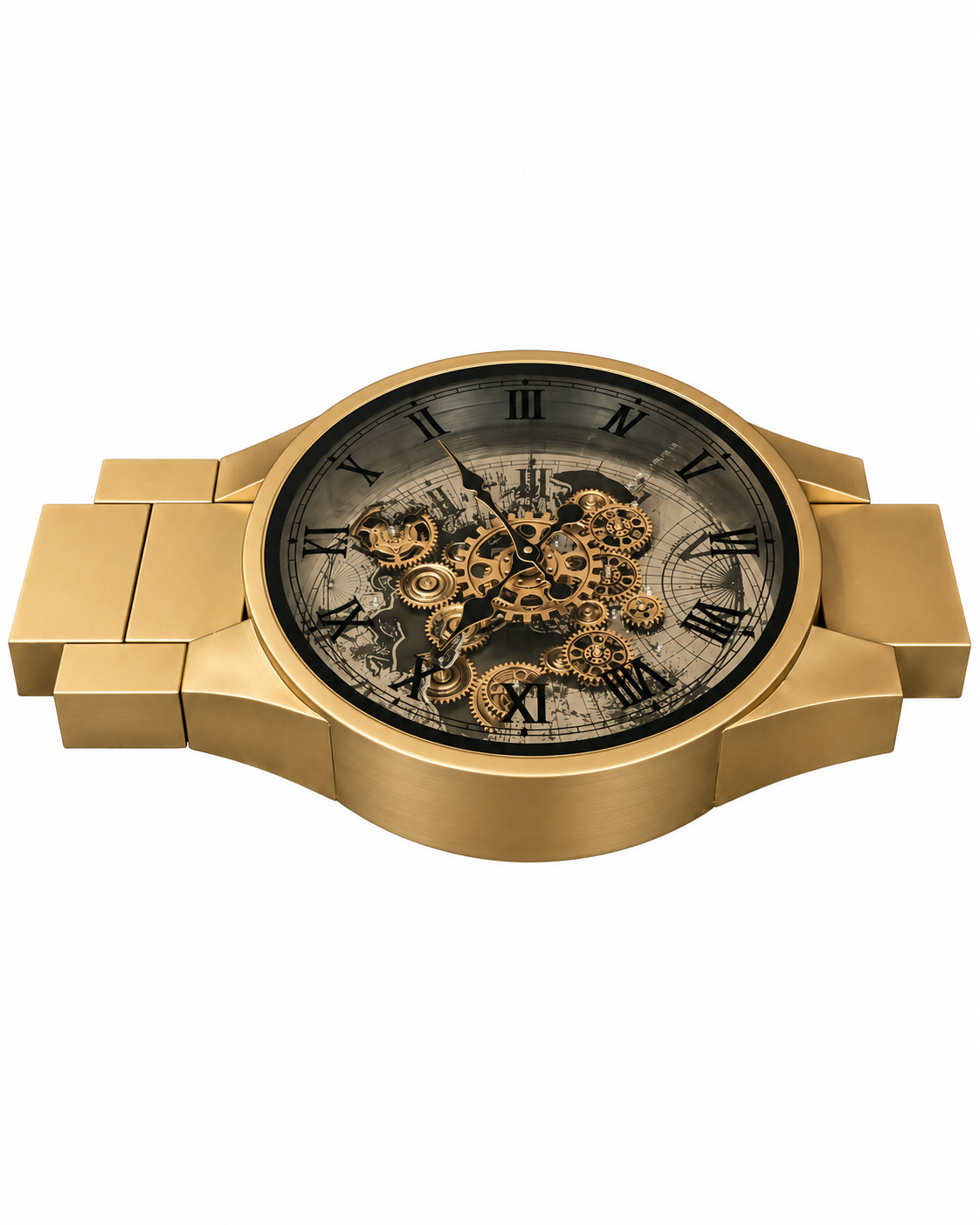 Grand Meridian Luxury Designer Silent Movement Wall Clock With Moving Gear Mechanism Buy Wall Clock Online (Steel Body)