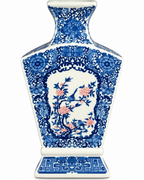Blossom Courtyard Decorative Vase & Showpiece for Home & Item for Home Decoration (Blue Pottery)