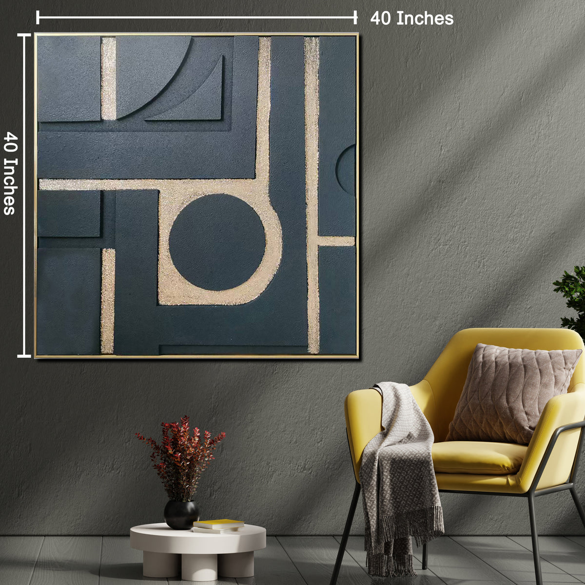 Golden Geometric Dreams Modern Wall Art (40 x 40 Inches)