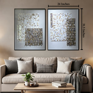 Shell Wave Wall Art Shadow Box & Wall Decoration Item - Set of 2