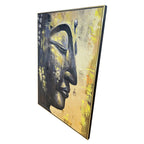 Tranquil Buddha 100% Hand Painted Wall Painting (With Golden Outer Floater Frame frame) (47x35.5 Inches)