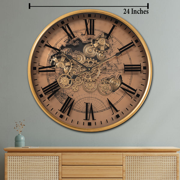 Phantom Dial Luxury Designer Watches Wall Clock For Living Room With Moving Gear Mechanism Buy Wall Clock Online - Big (Steel Body)