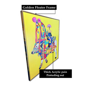 Grace of the Divine Bull Decorative Hand painting for Home Decor (With outer Floater Frame)