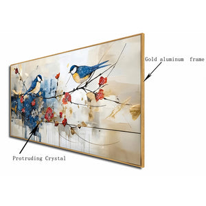 Birdsong Bliss Crystal Glass Decorative Wall painting Art