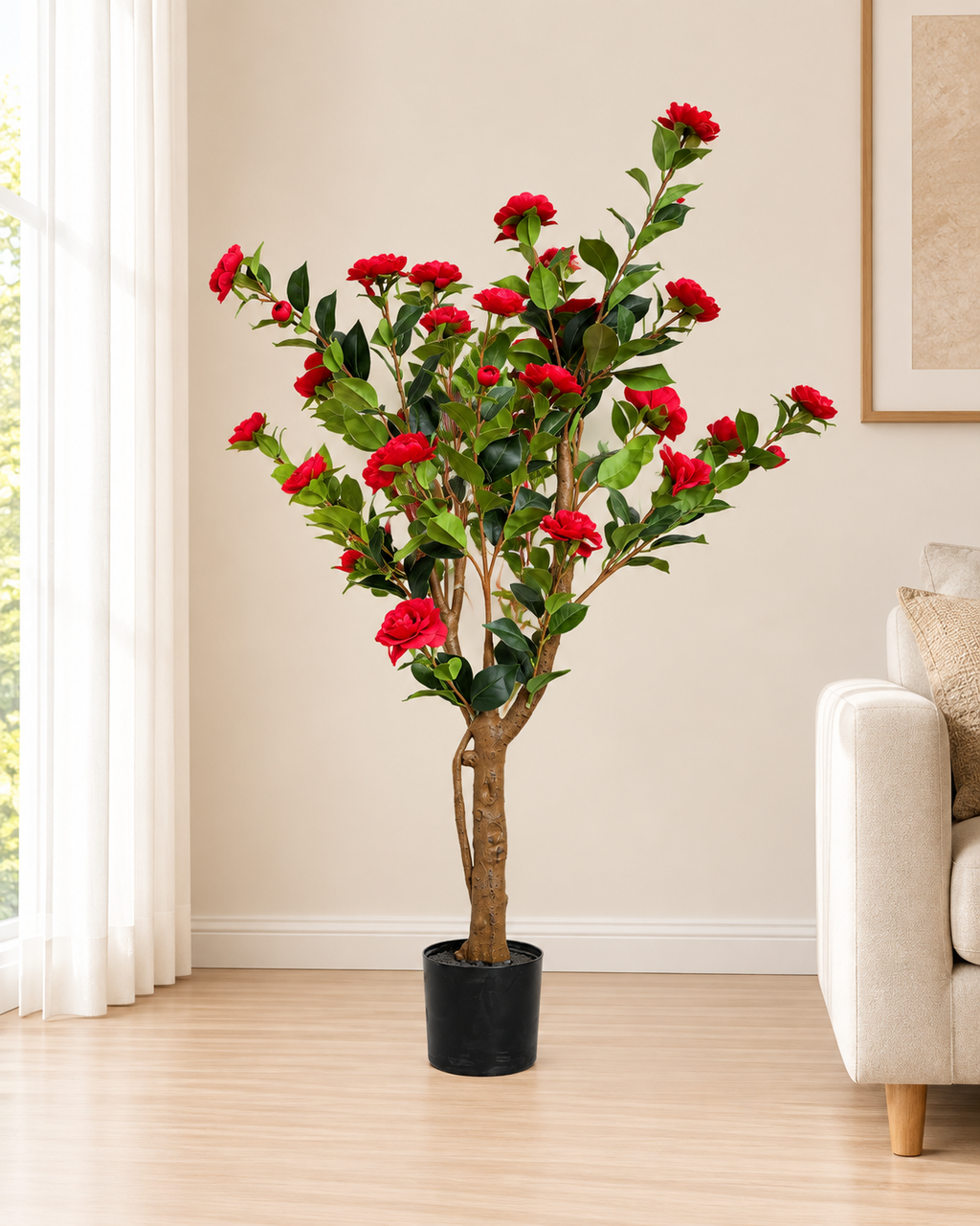 Royal Camellia Artificial Indoor Plant For Home ( 4.3 Feet ) (Natural Feel)
