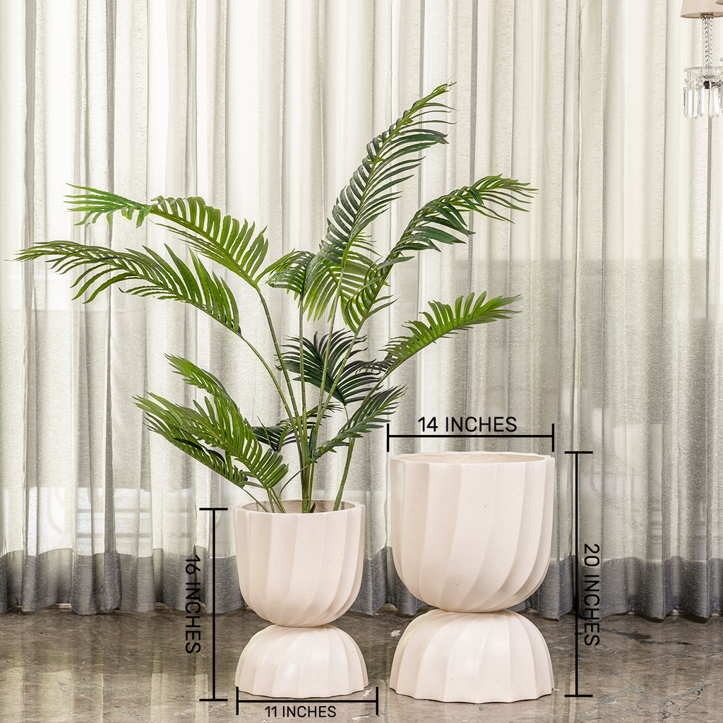 Elegant Swirl Indoor Planters For Home - Set of 2 (White)