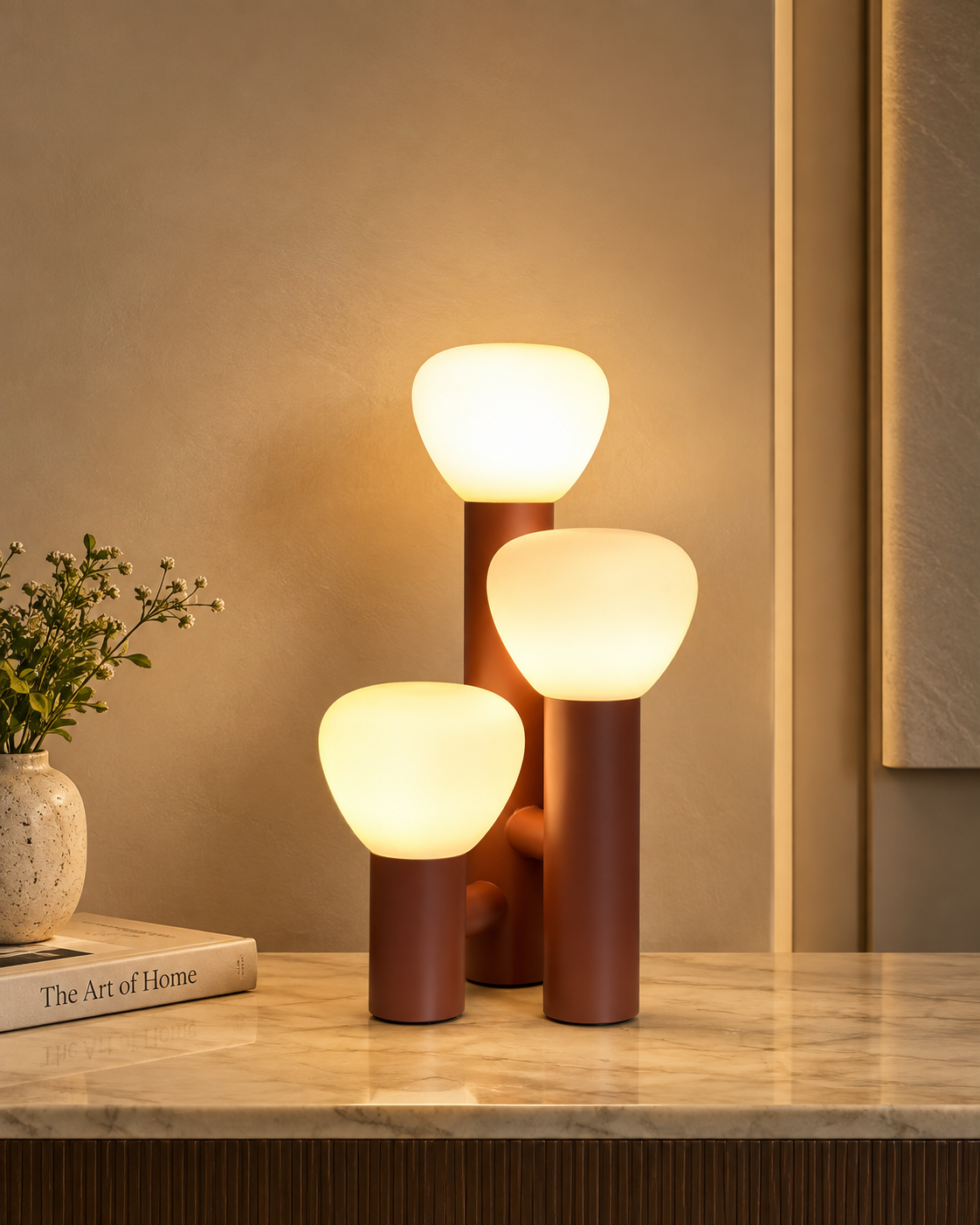 Luminous Grove Designer Table Lamp for Home & Home Decoration Items - Red (Italian Designer Collection)