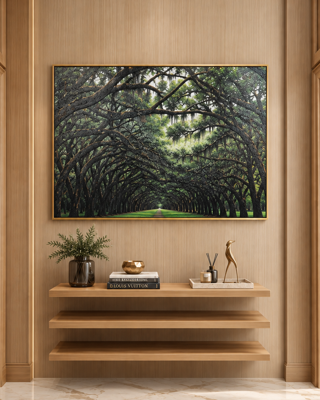 Pathway to Serenity by Top American &  European contemporary Artists 100% Hand Wall Painting For Home (With Outer Floater Frame frame) ( 35.5 x 53 Inches )
