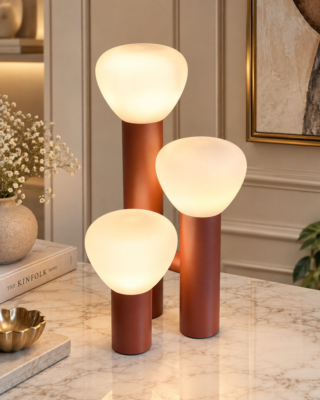 Luminous Grove Designer Table Lamp for Home & Home Decoration Items - Red (Italian Designer Collection)