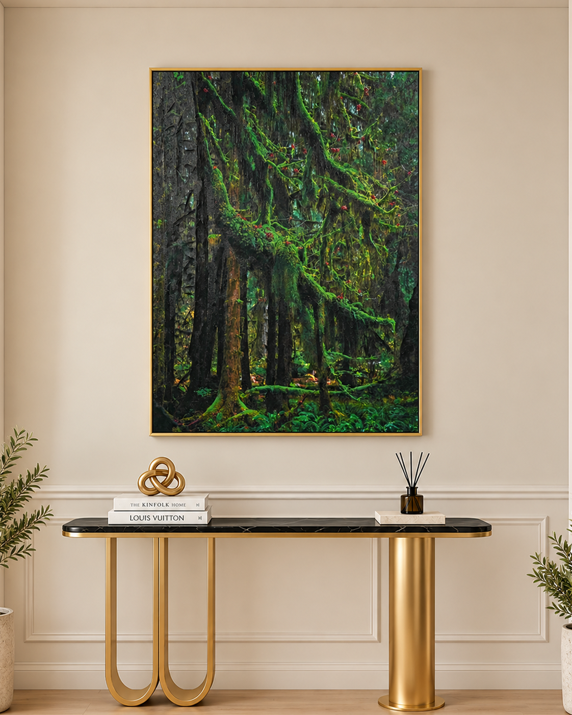 Into the Deep Woods by Top American &  European contemporary Artists 100% Hand Wall Painting For Home (With Outer Floater Frame frame) ( 35.5 x 47 Inches )