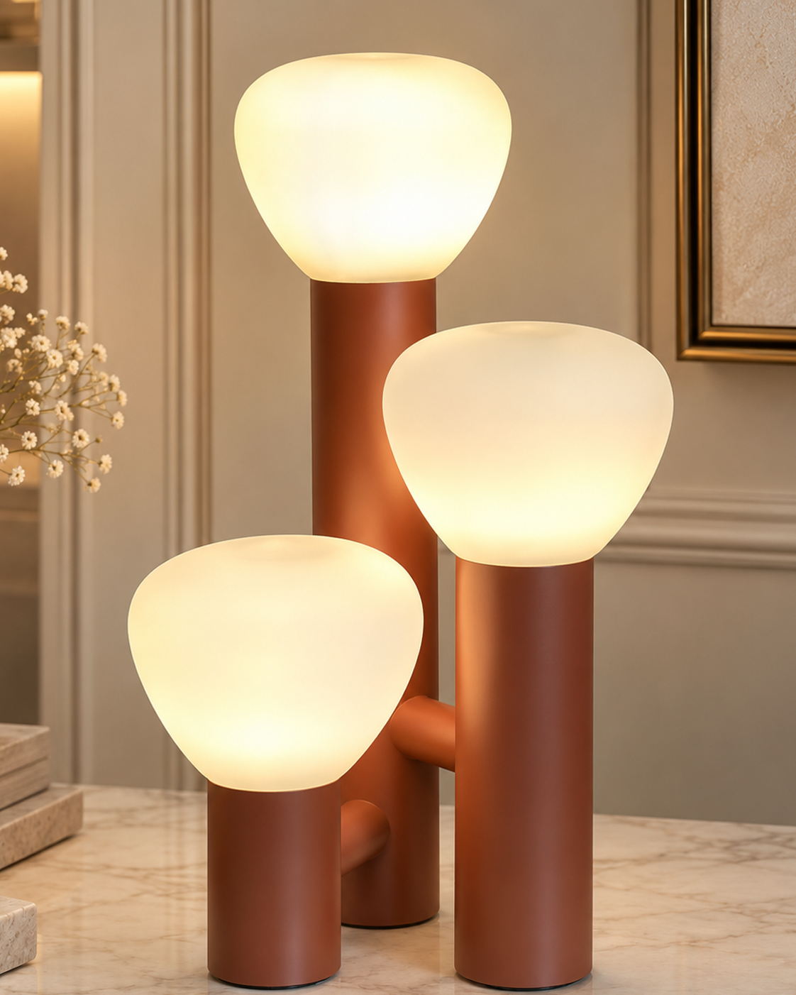 Luminous Grove Designer Table Lamp for Home & Home Decoration Items - Red (Italian Designer Collection)