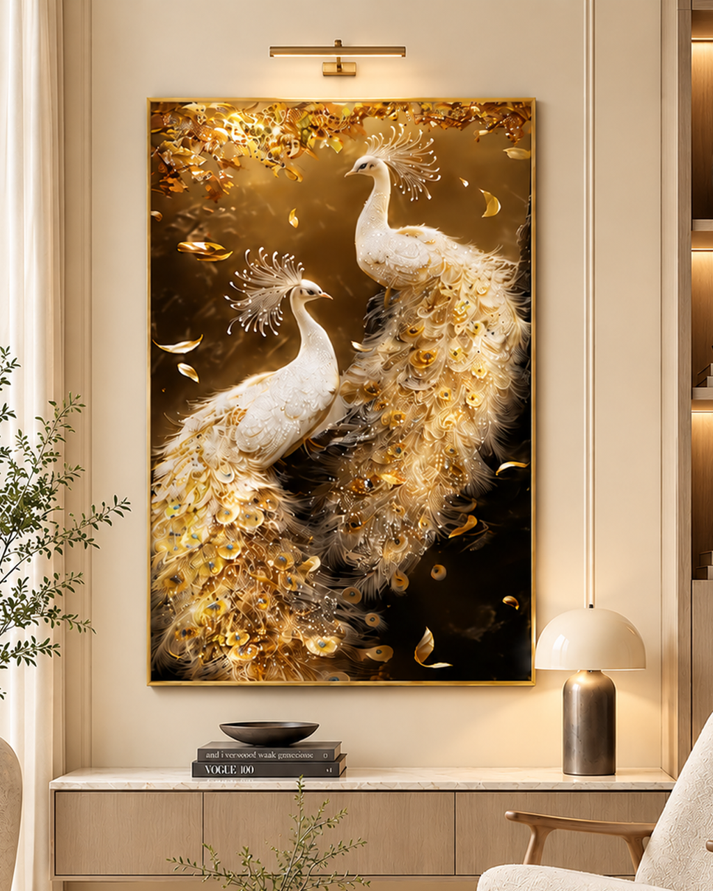 Majestic Peacock of Prosperity Crystal Glass Painting & Wall Decoration Items